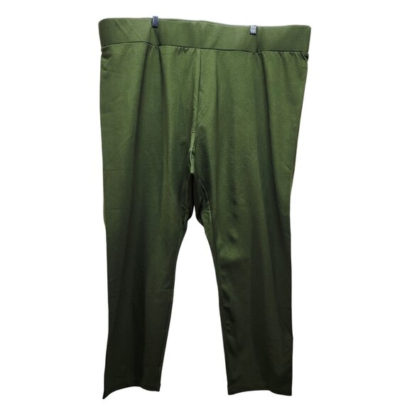 Essentials Womens 4X Green Leggings Plus Size Stretch Pants - Picture 1 of 6